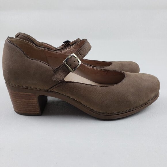 Dansko Harlo Mary Jane Heel Womens 11.5-12 42 EU Brown Suede Buckle Chunky Pump - Picture 3 of 14
